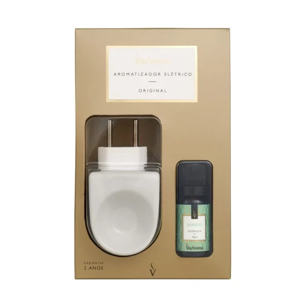 DIFUSOR AROMATIZADOR ELÉTRICO ORIGINAL PORCELANA + ESSÊNCIA BAMBOO 10ML