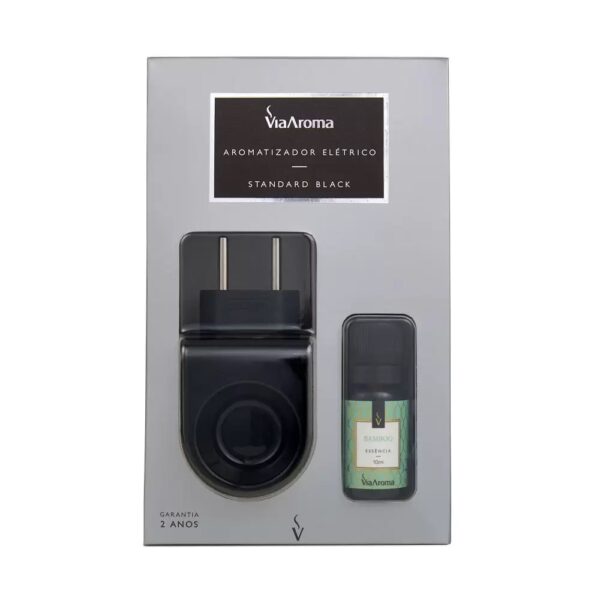 DIFUSOR AROMATIZADOR ELÉTRICO STANDARD BLACK + ESSÊNCIA BAMBOO 10ML