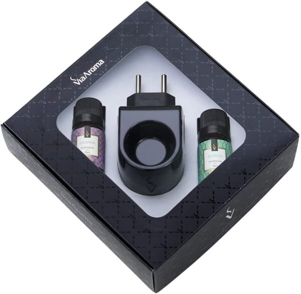 KIT DIFUSOR AROMATIZADOR STANDARD BLACK COM ESSÊNCIA BAMBOO E LAVANDA