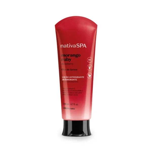 LOÇÃO ANTIOXIDANTE DESODORANTE CORPORAL NATIVA SPA MORANGO RUBY 200ml