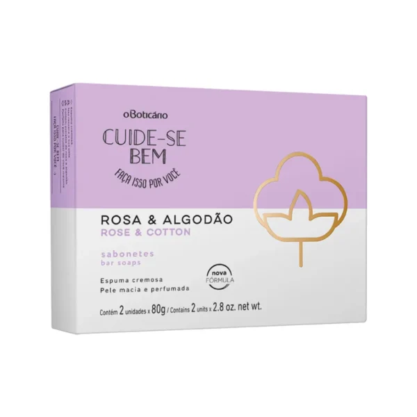 SABONETE EM BARRA CUIDE-SE BEM ROSA E ALGODÃO, 2 UNIDADES DE 80G