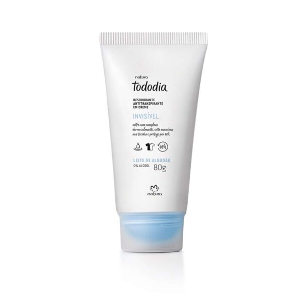 DESODORANTE ANTITRANSPIRANTE EM CREME TODODIA LEITE DE ALGODÃO - 80G