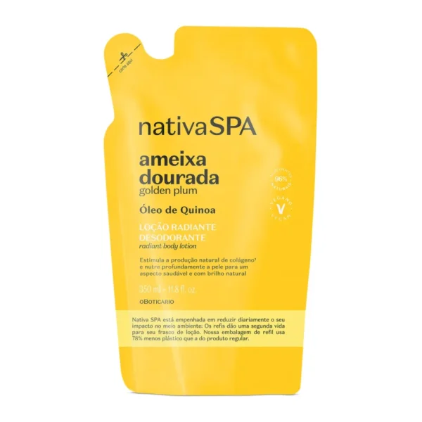 REFIL LOÇÃO RADIANTE DESODORANTE CORPORAL NATIVA SPA AMEIXA DOURADA 350ml
